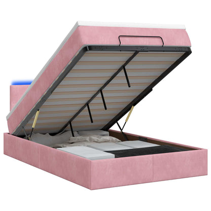 Ottoman Bed met Matrassen en LED Roze 120 x 190 cm fluweel