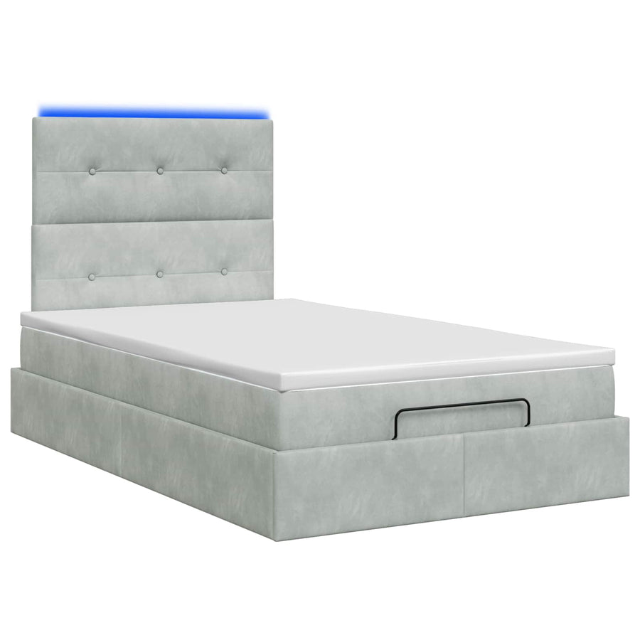 Ottoman Bed met Matrassen en LED Lichtgrijs 120 x 200 cm