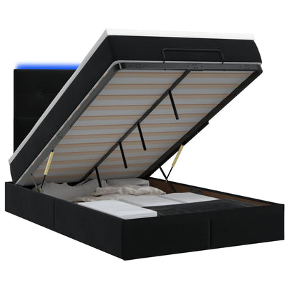 Ottoman Bed met Matrassen en LED Zwart 120 x 200 cm fluweel