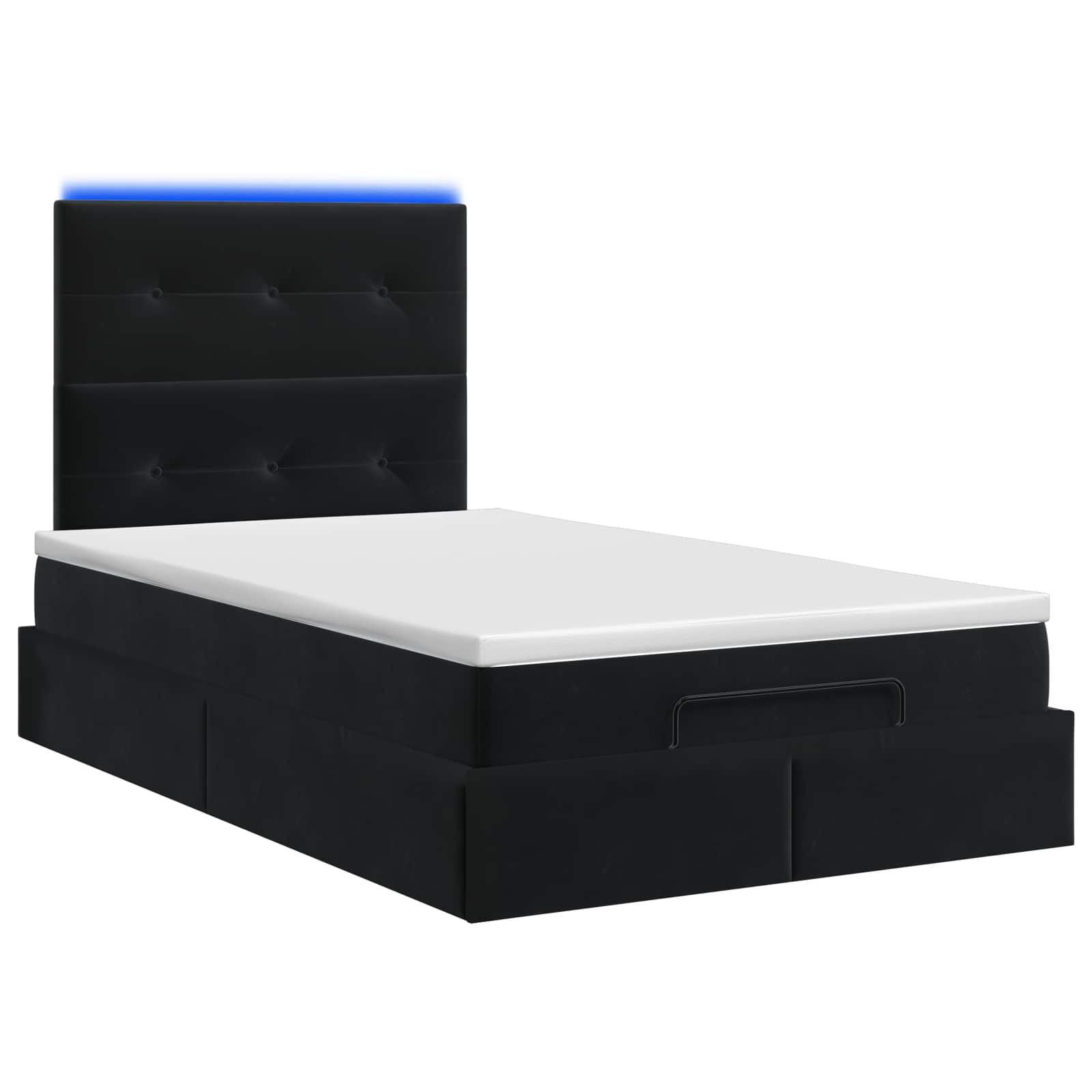 Ottoman Bed met Matrassen en LED Zwart 120 x 200 cm fluweel