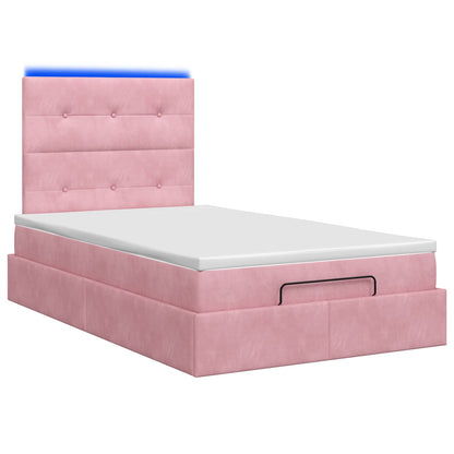 Ottoman Bed met Matrassen en LED Roze 120 x 200 cm fluweel