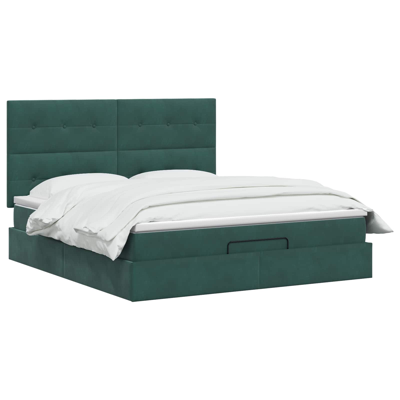 Ottoman Bed met Matrassen en LED Donkergroen 140 x 190 cm