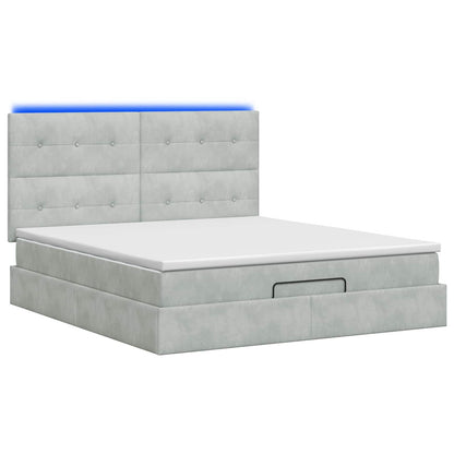 Ottoman Bed met Matrassen en LED Lichtgrijs 180 x 200 cm