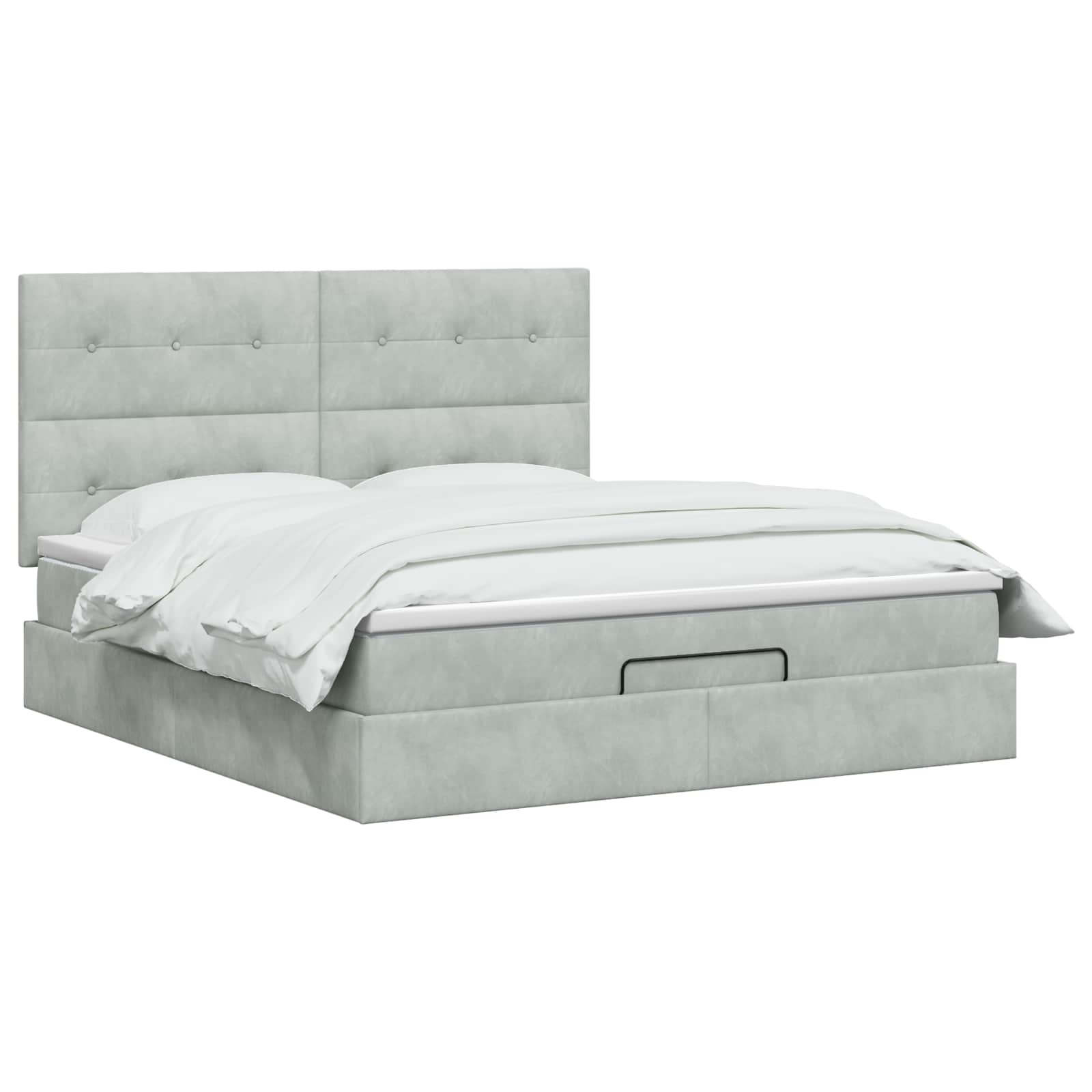 Ottoman Bed met Matrassen en LED Lichtgrijs 180 x 200 cm