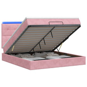 Ottoman bed 180x200 cm roze fluweel met opbergruimte