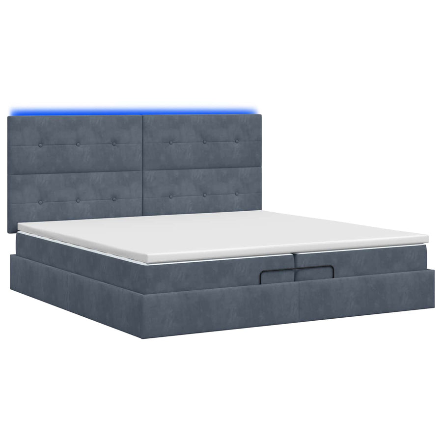 Ottoman Bed met Matrassen en LED Donkergrijs 200 x 200 cm