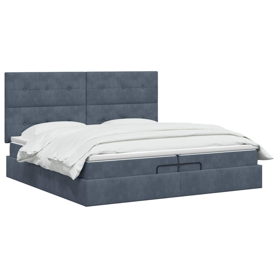 Ottoman Bed met Matrassen en LED Donkergrijs 200 x 200 cm