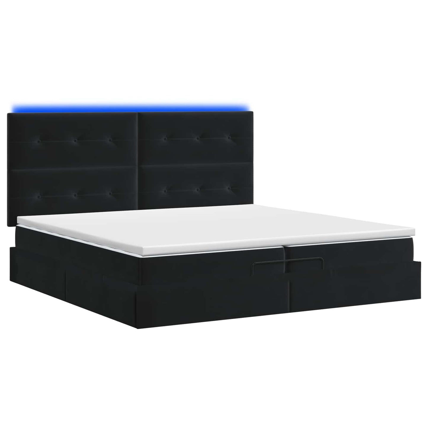 Ottoman Bed met Matrassen en LED Zwart 200 x 200 cm fluweel