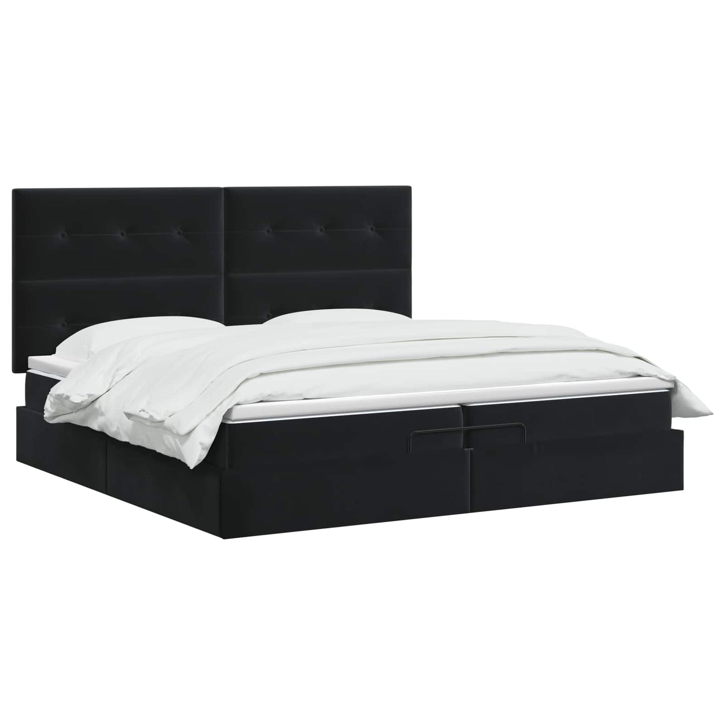 Ottoman Bed met Matrassen en LED Zwart 200 x 200 cm fluweel