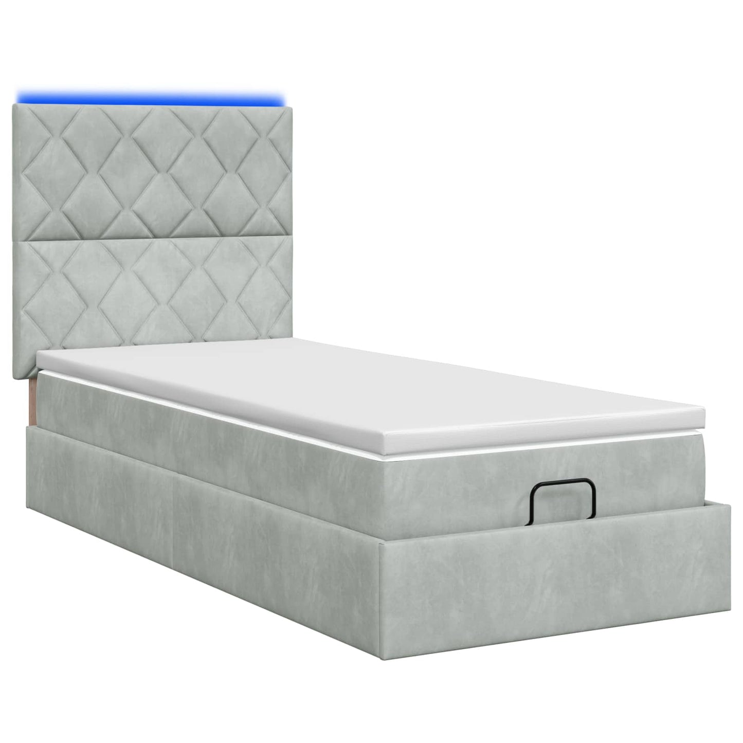 Ottoman Bed met Matrassen en LED Lichtgrijs 80 x 200 cm fluweel