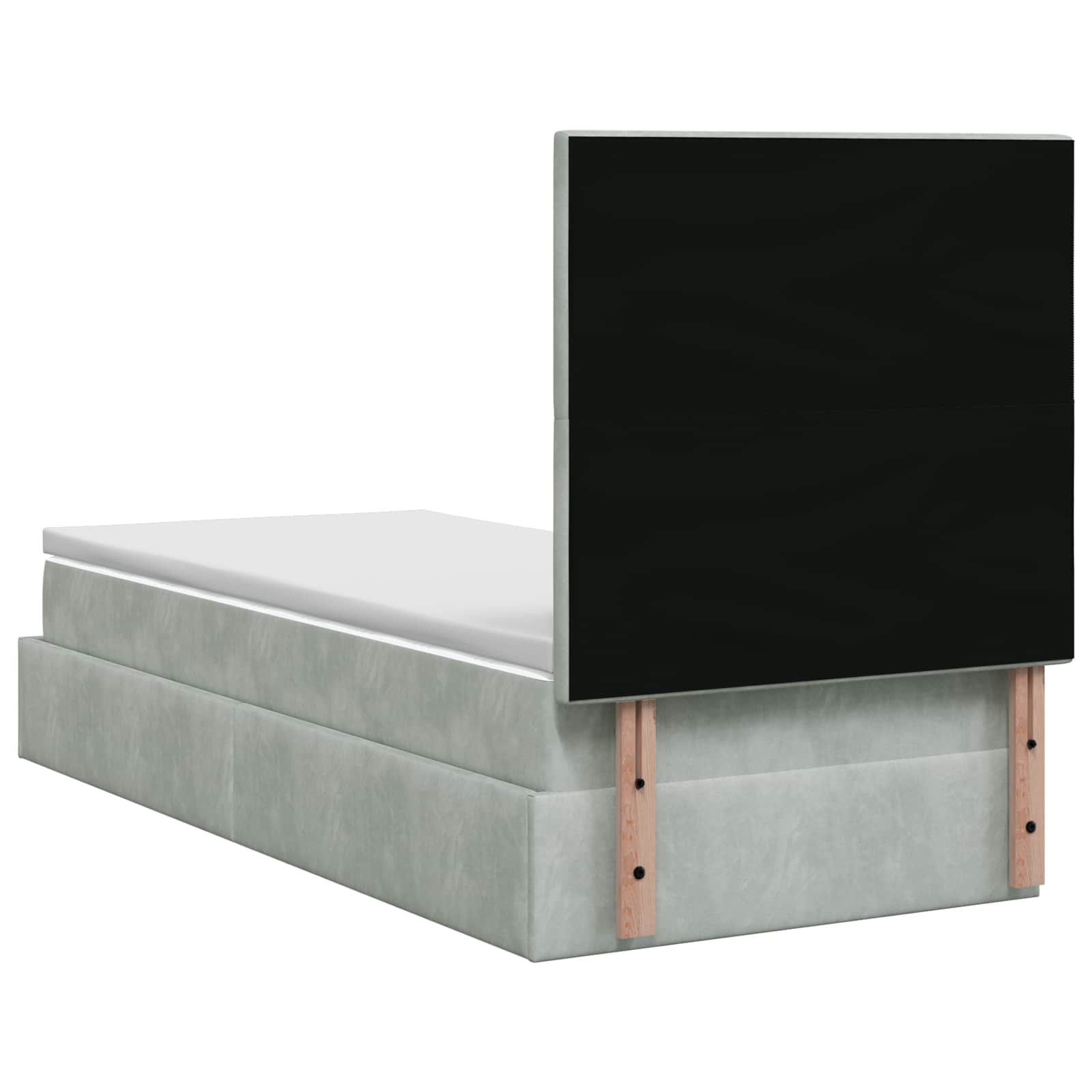 Ottoman Bed met Matrassen en LED Lichtgrijs 80 x 200 cm fluweel