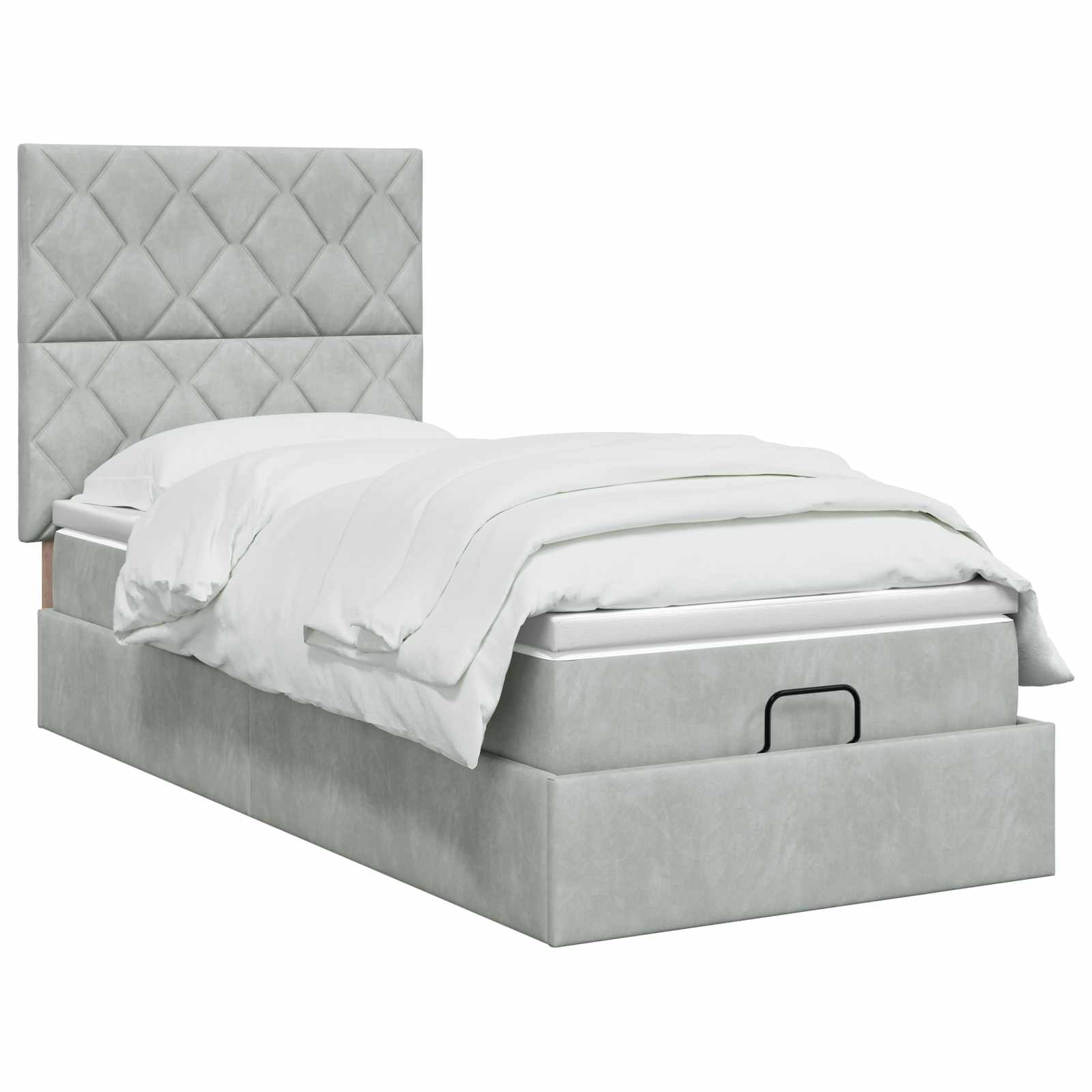 Ottoman Bed met Matrassen en LED Lichtgrijs 80 x 200 cm fluweel
