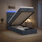 Ottoman bed 90x190 cm donkergrijs met opbergruimte en LED