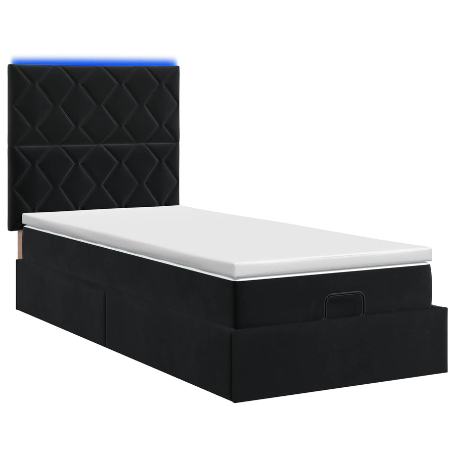 Ottoman Bed met Matrassen en LED Zwart 80 x 200 cm fluweel