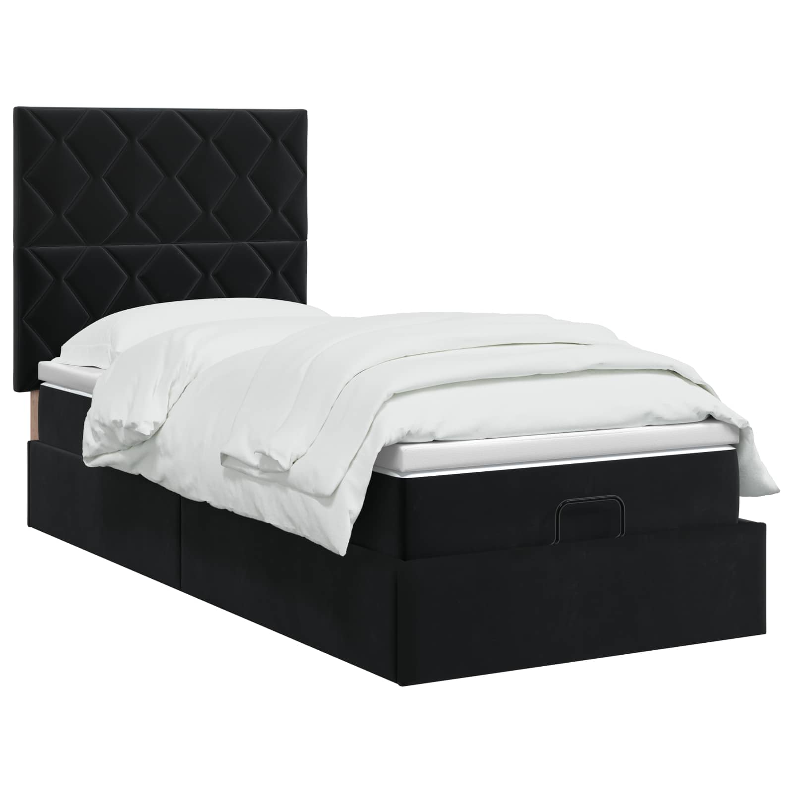 Ottoman Bed met Matrassen en LED Zwart 80 x 200 cm fluweel