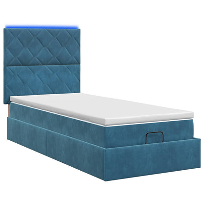 Ottoman Bed met Matrassen en LED Donkerblauw 80 x 200 cm