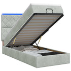 Ottoman bed 90x200 cm lichtgrijs fluweel met matras en LED