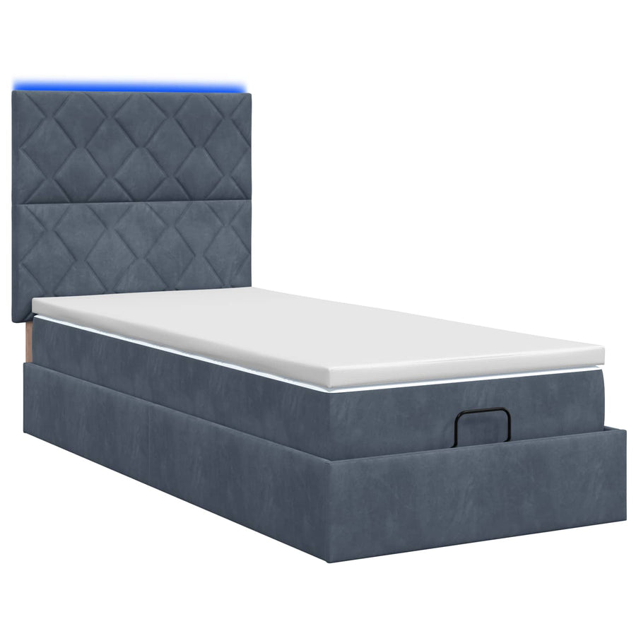Ottoman Bed met Matrassen en LED Donkergrijs 100 x 200 cm