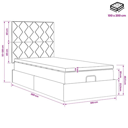 Ottoman Bed met Matrassen en LED Roze 100 x 200 cm fluweel