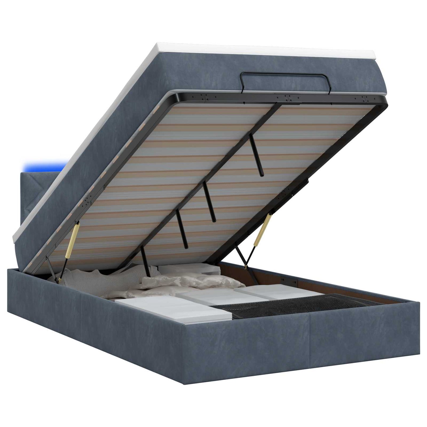 Ottoman Bed met Matrassen en LED Donkergrijs 120 x 190 cm