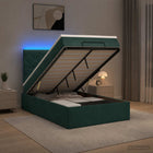 Ottoman bed 120x190 cm donkergroen met opbergruimte en LED