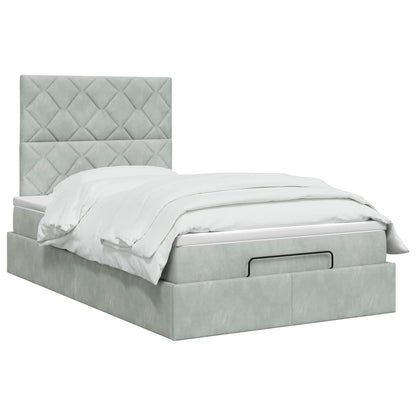 Ottoman Bed met Matrassen en LED Lichtgrijs 120 x 200 cm