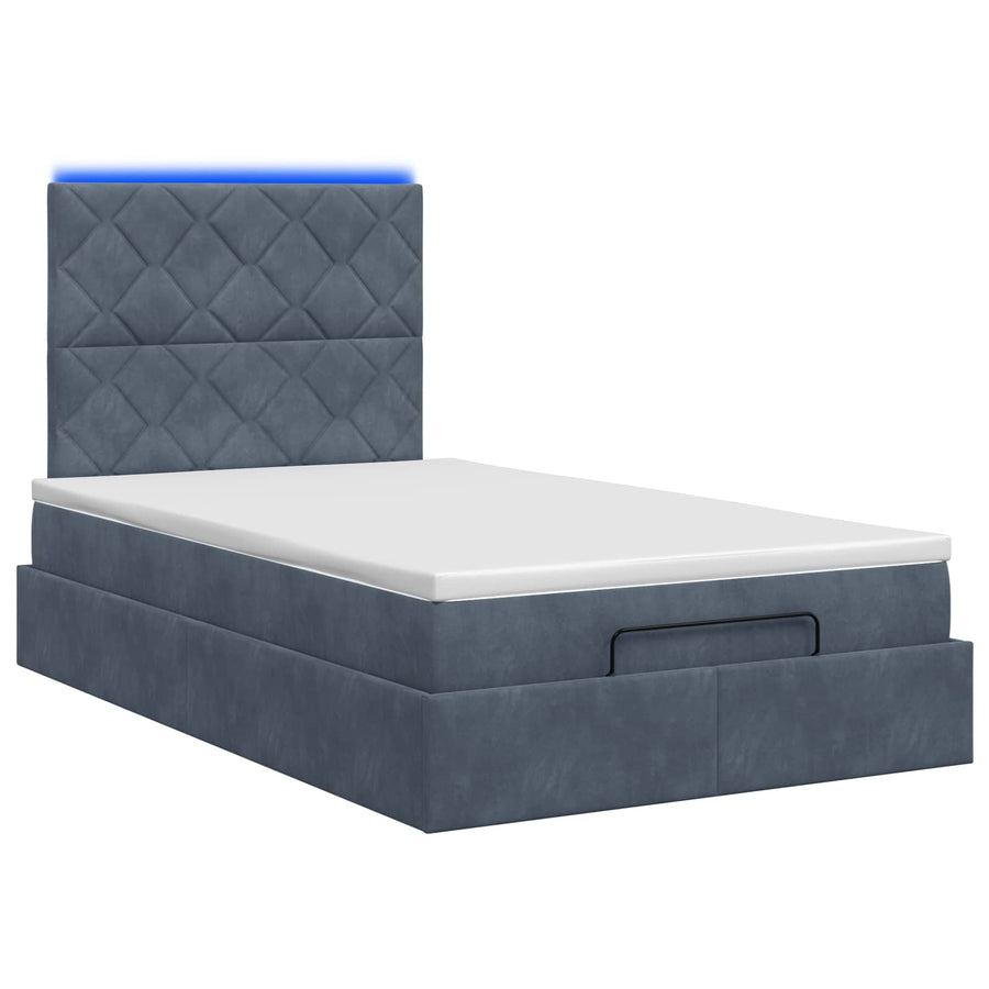 Ottoman Bed met Matrassen en LED Donkergrijs 120 x 200 cm