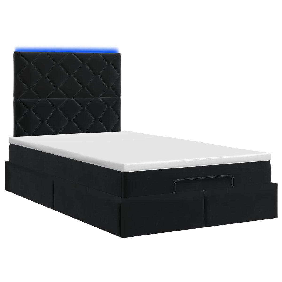 Ottoman Bed met Matrassen en LED Zwart 120 x 200 cm fluweel