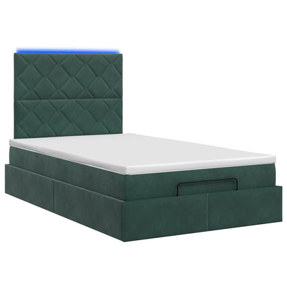 Ottoman Bed met Matrassen en LED Donkergroen 120 x 200 cm