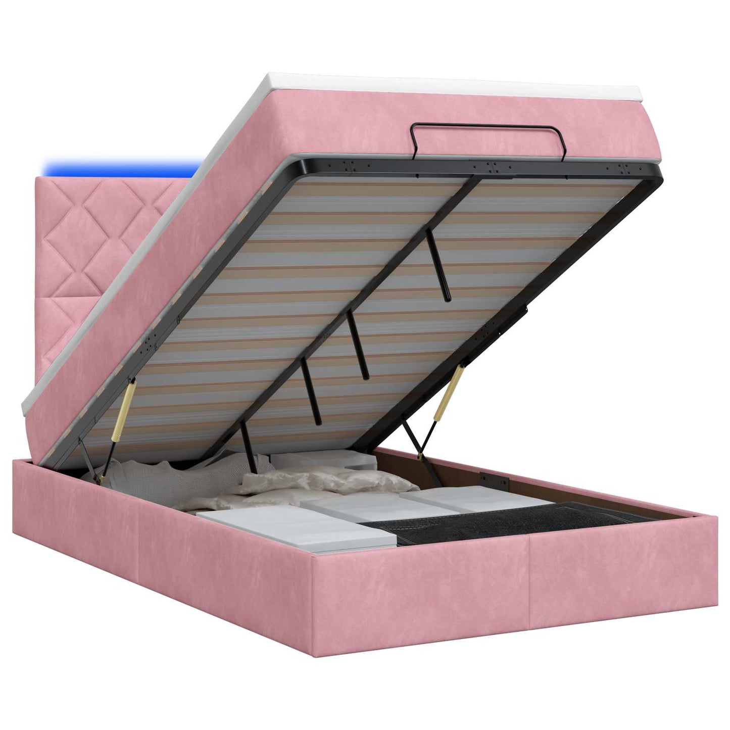 Ottoman Bed met Matrassen en LED Roze 120 x 200 cm fluweel