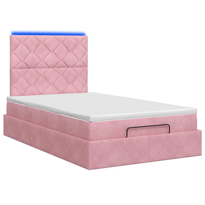 Ottoman Bed met Matrassen en LED Roze 120 x 200 cm fluweel