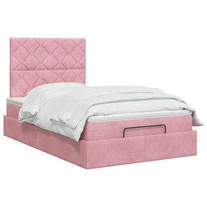 Ottoman Bed met Matrassen en LED Roze 120 x 200 cm fluweel