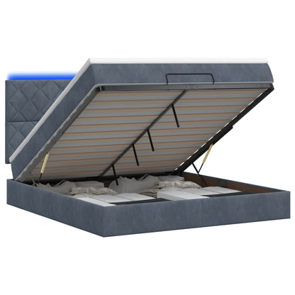 Ottoman Bed met Matrassen en LED Donkergrijs 140 x 190 cm