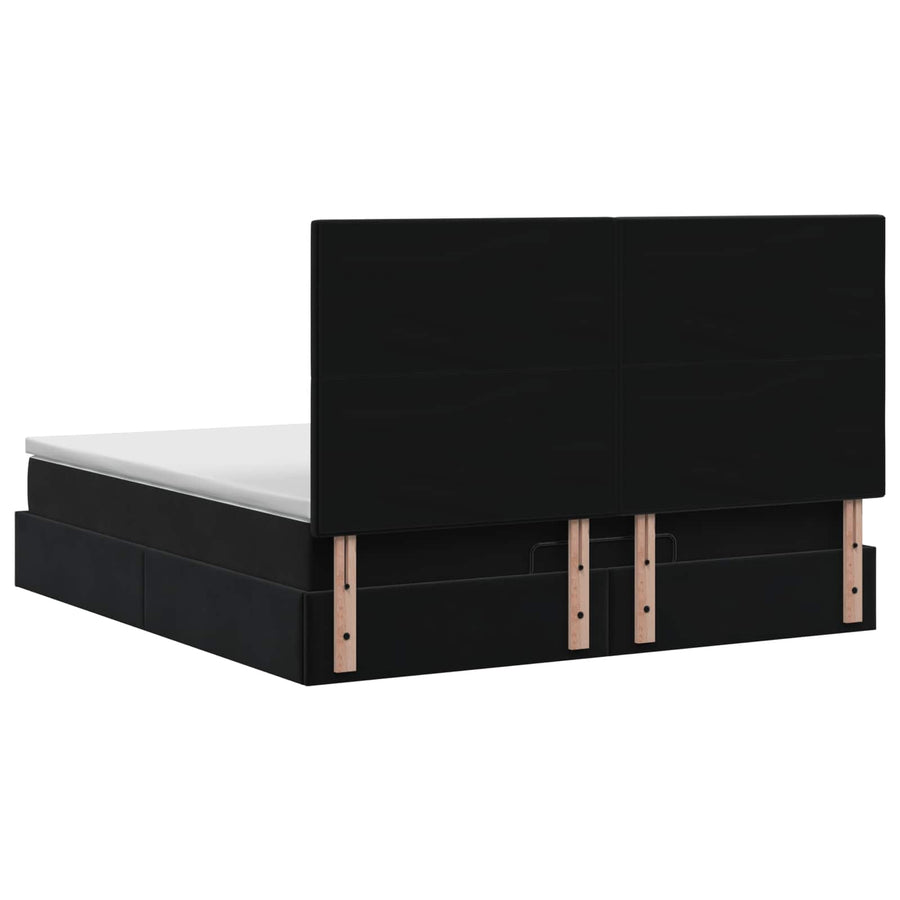 Ottoman Bed met Matrassen en LED Zwart 140 x 190 cm fluweel