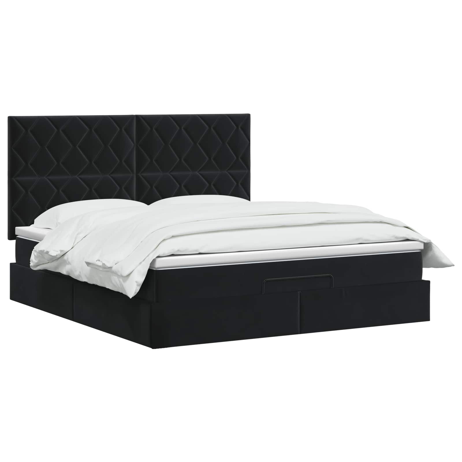 Ottoman Bed met Matrassen en LED Zwart 140 x 190 cm fluweel
