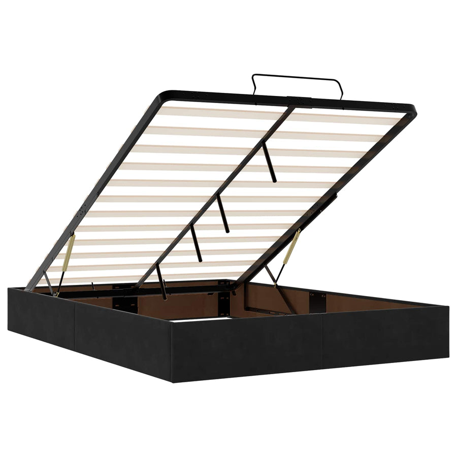 Ottoman Bed met Matrassen en LED Zwart 140 x 200 cm fluweel
