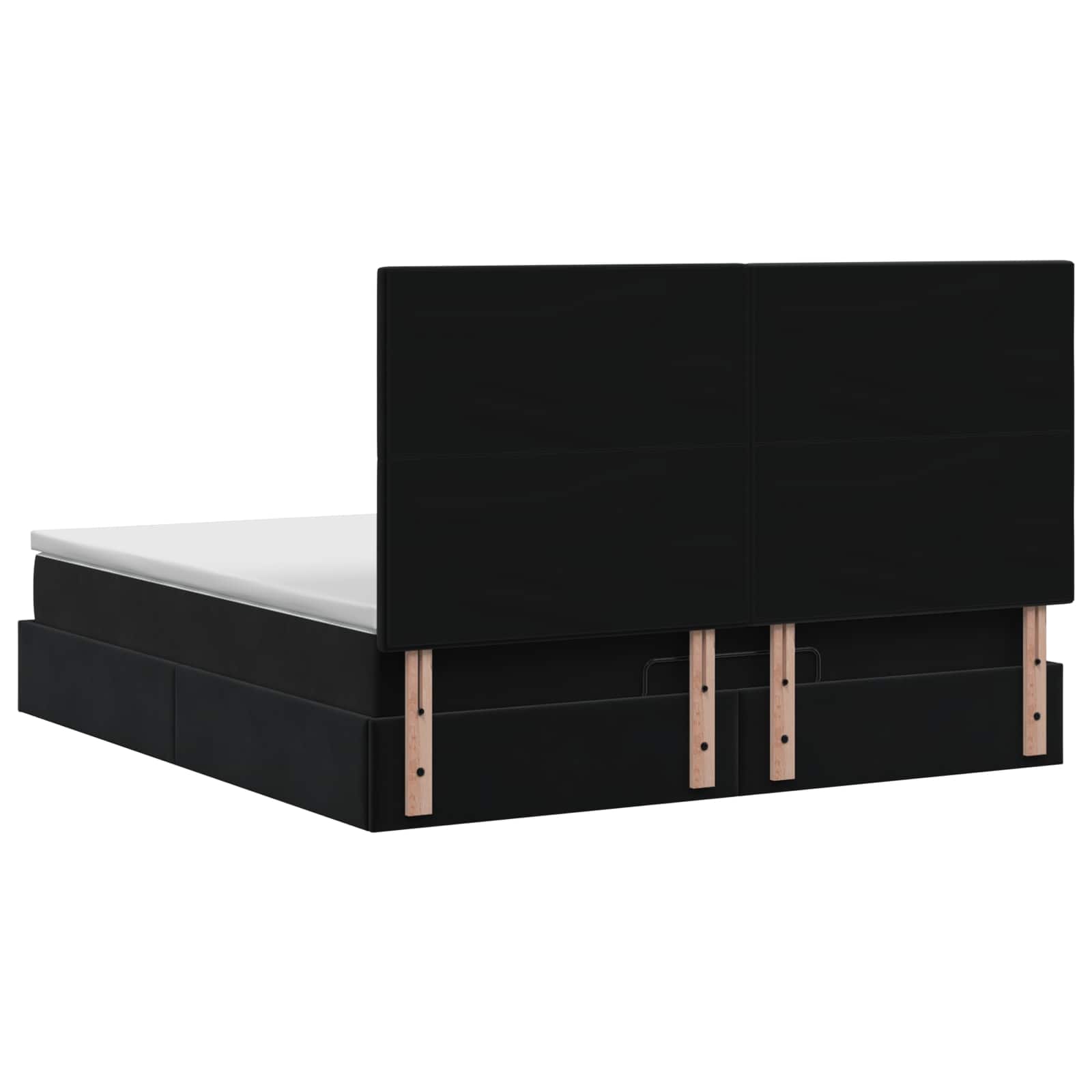Ottoman Bed met Matrassen en LED Zwart 140 x 200 cm fluweel