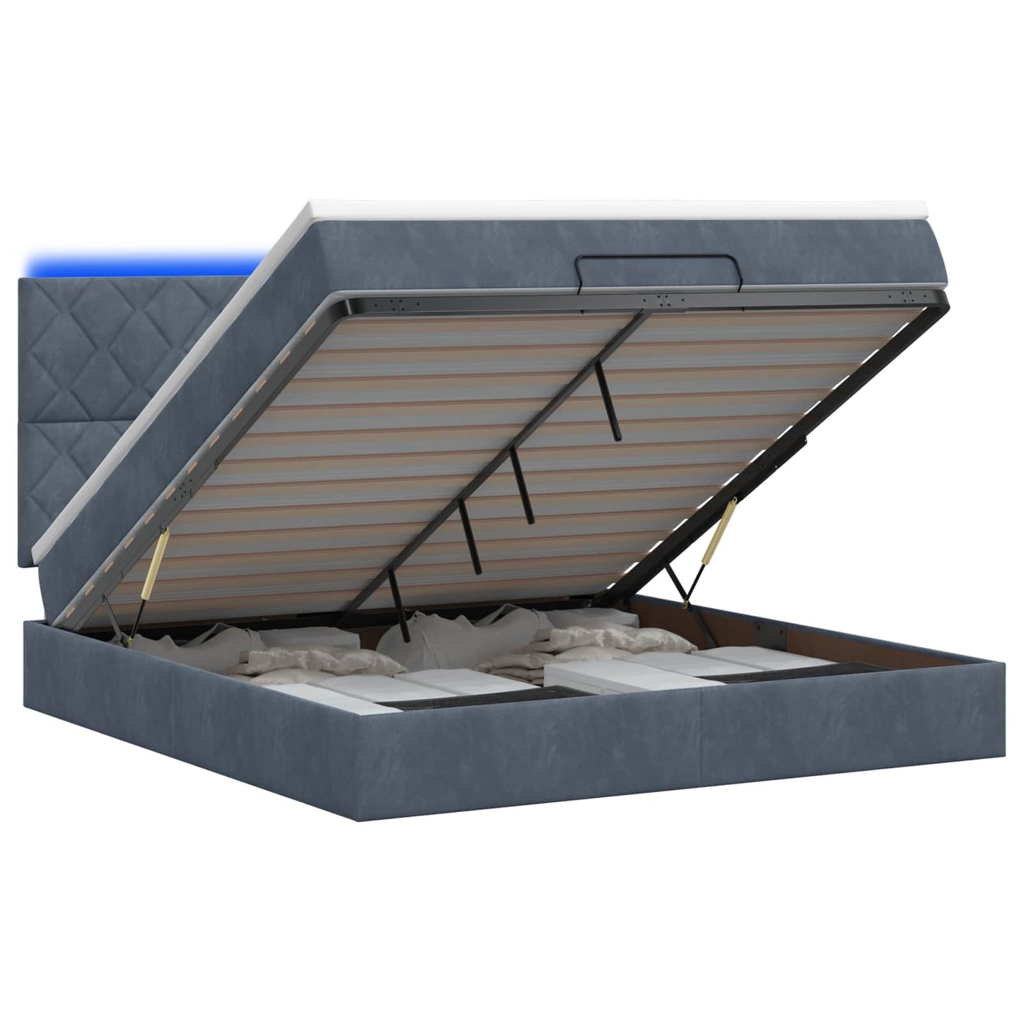 Ottoman Bed met Matrassen en LED Donkergrijs 160 x 200 cm