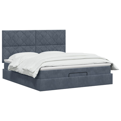 Ottoman Bed met Matrassen en LED Donkergrijs 160 x 200 cm