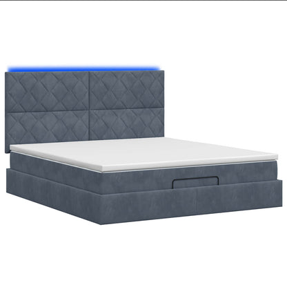 Ottoman Bed met Matrassen en LED Donkergrijs 180 x 200 cm