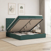 Ottoman bed met matras 160x200 cm donkergroen fluweel
