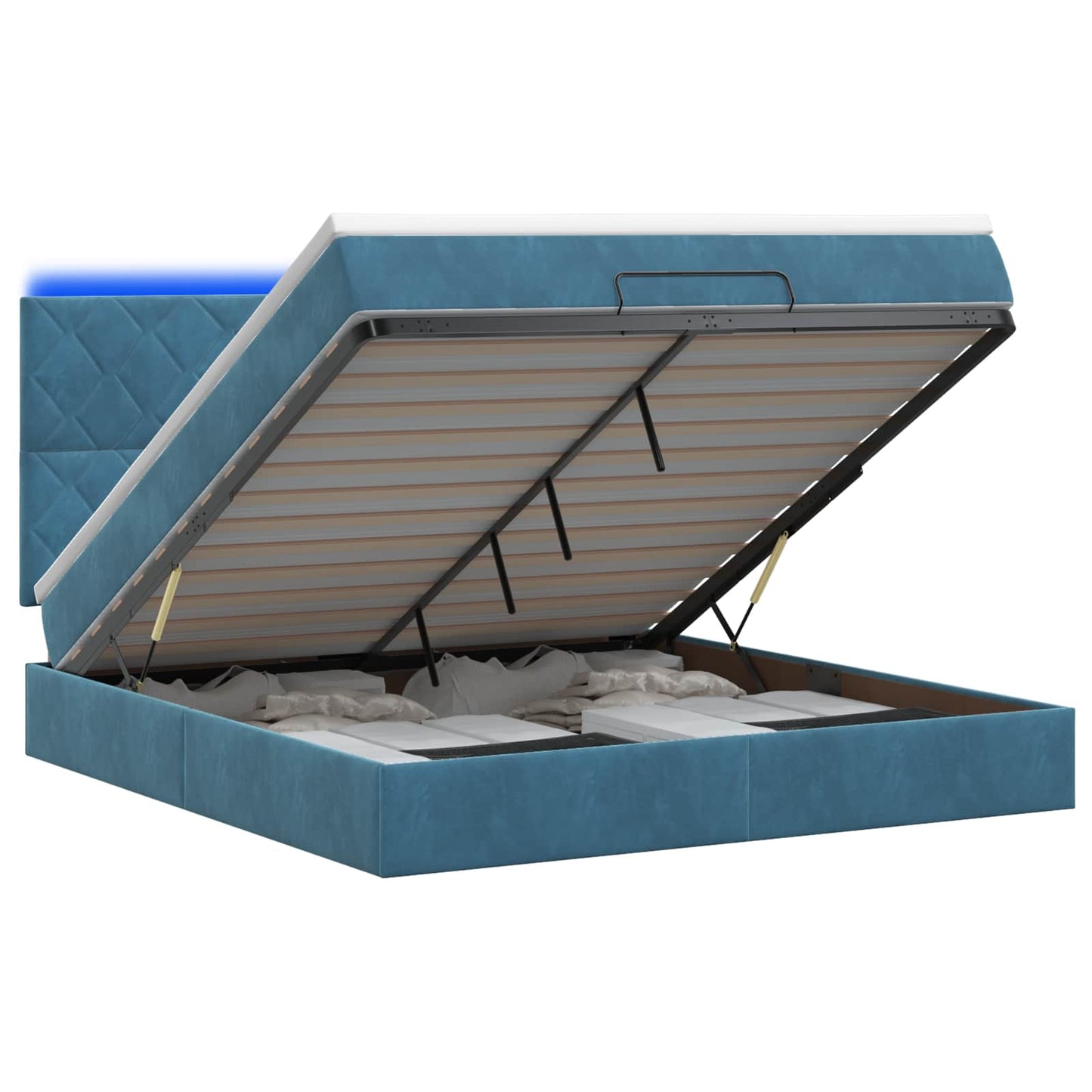 Ottoman Bed met Matrassen en LED Donkerblauw 180 x 200 cm