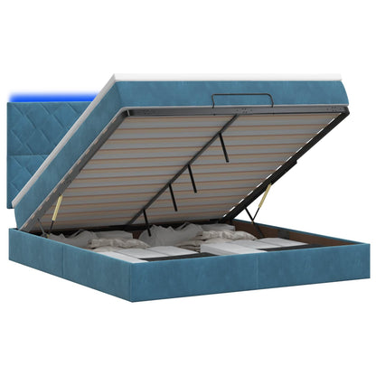 Ottoman Bed met Matrassen en LED Donkerblauw 180 x 200 cm