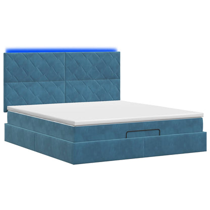 Ottoman Bed met Matrassen en LED Donkerblauw 180 x 200 cm