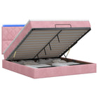 Ottoman bed 180x200 cm roze fluweel met LED en opbergruimte