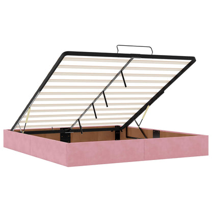Ottoman Bed met Matrassen en LED Roze 180 x 200 cm fluweel