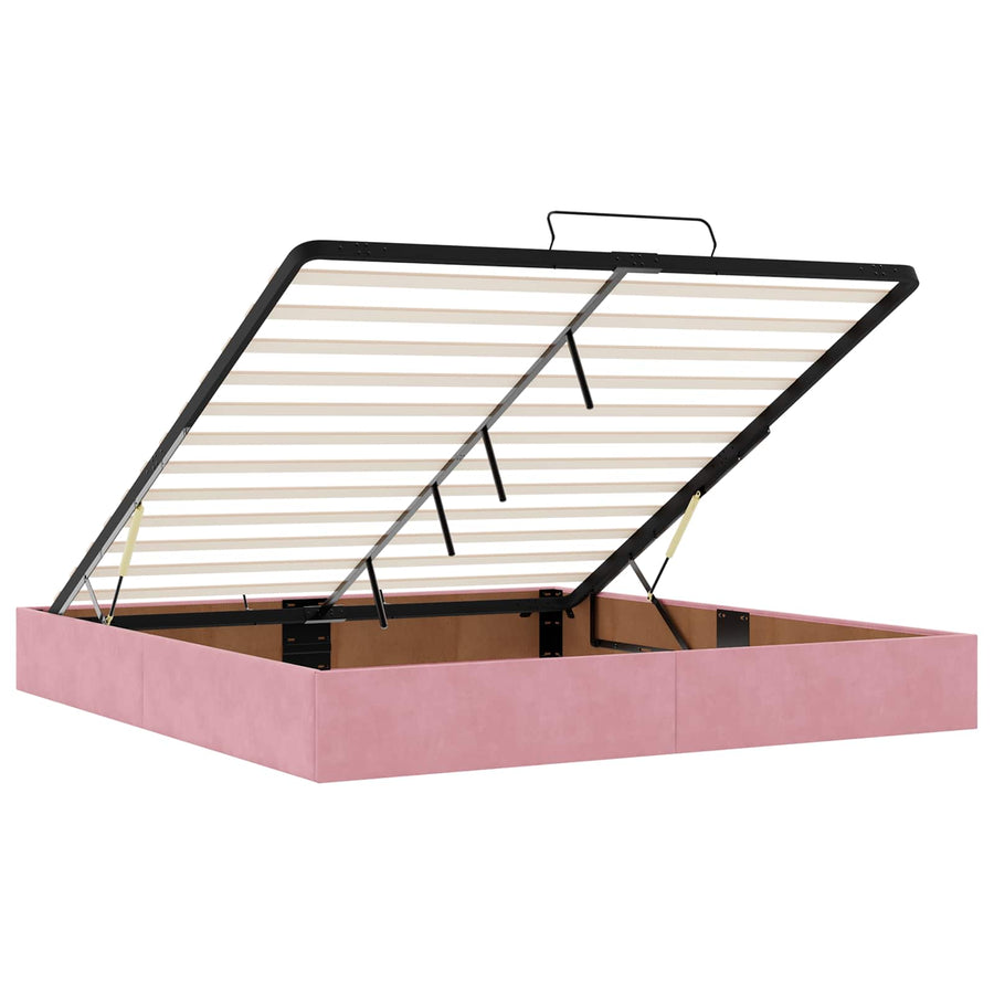 Ottoman Bed met Matrassen en LED Roze 180 x 200 cm fluweel