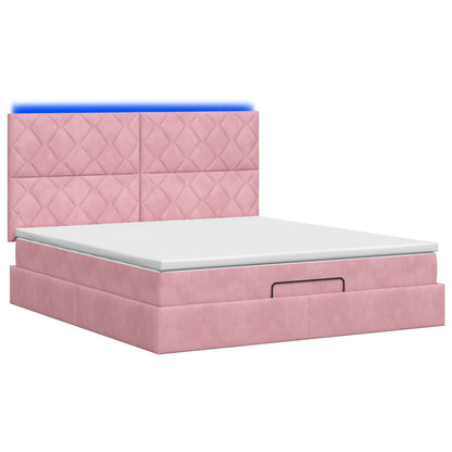 Ottoman Bed met Matrassen en LED Roze 180 x 200 cm fluweel