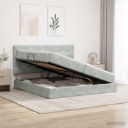 Ottoman bed 200x200 cm lichtgrijs met opbergruimte led