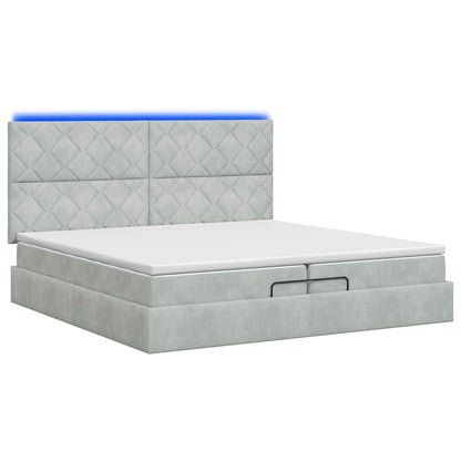 Ottoman Bed met Matrassen en LED Lichtgrijs 200 x 200 cm